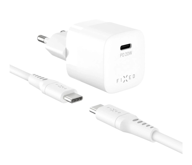 FIXED Ładowarka sieciowa USB-C Travel Charger 20W Mini + USB-C - U FIXC20M2-CC-WH - 1484713 - zdjęcie